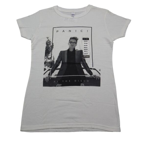 Panic at the Disco Shirt Womens M White Round Neck Short Sleeve Graphic Print - Picture 1 of 16